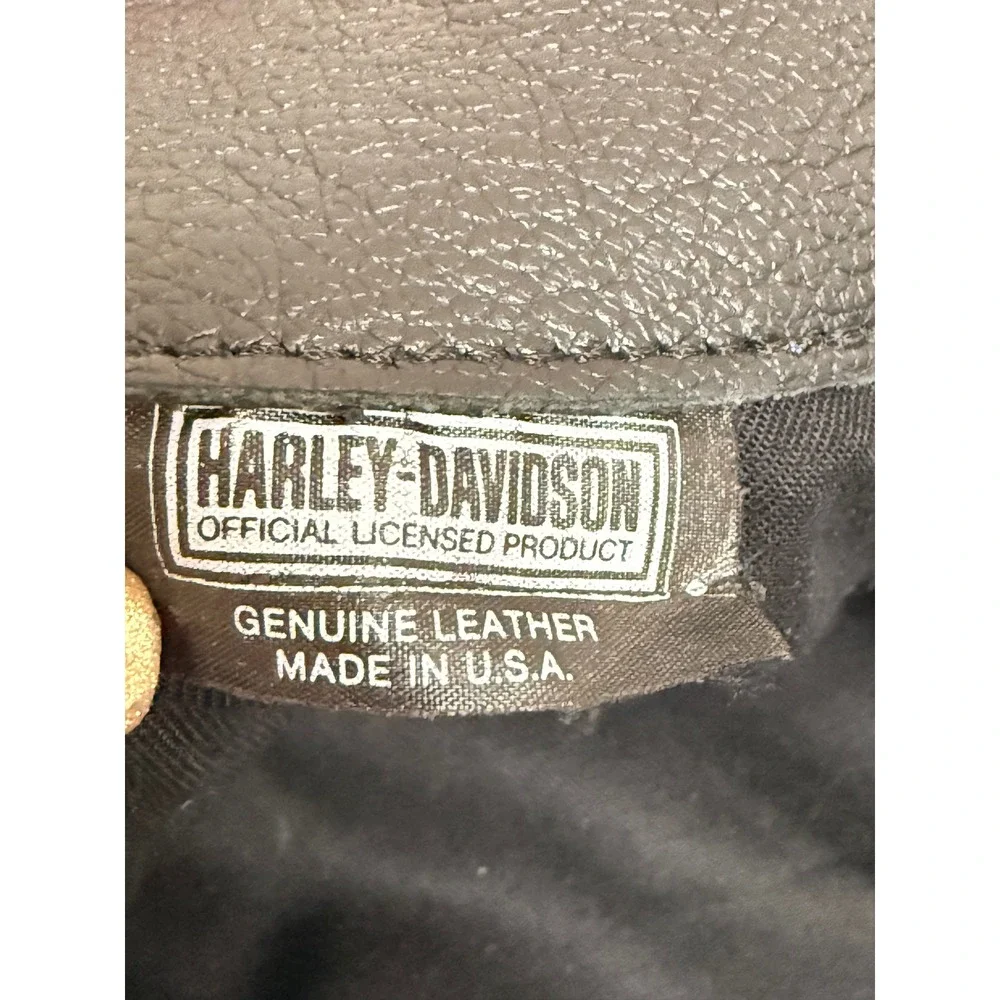 Harley-Davidson Black Leather Crossbody Bag USA Made Biker Purse Logo Stitching